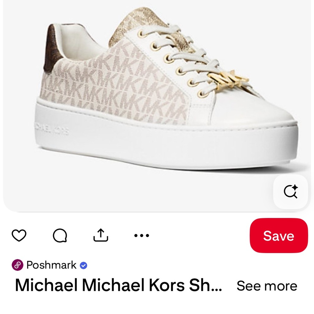 Michael Kors White and Gold Platform Sneakers